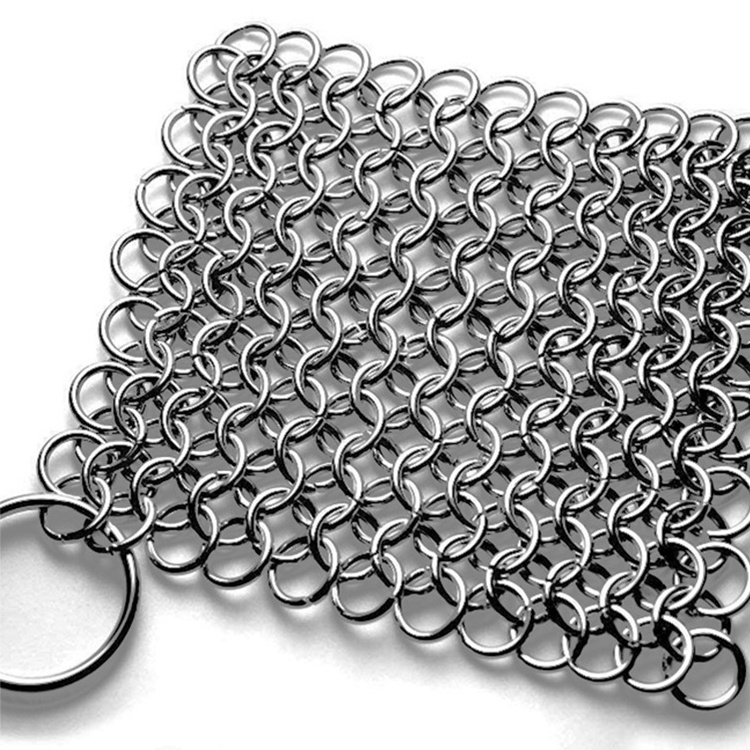 Factory supply Stainless Steel Chainmail Scrubber / Cast Iron Cleaner / Ring screen mesh