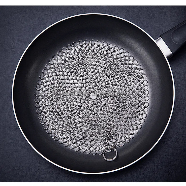 6inch 316 Stainless Steel Chainmail Scrubber Cast Iron Cleaner Ring screen mesh