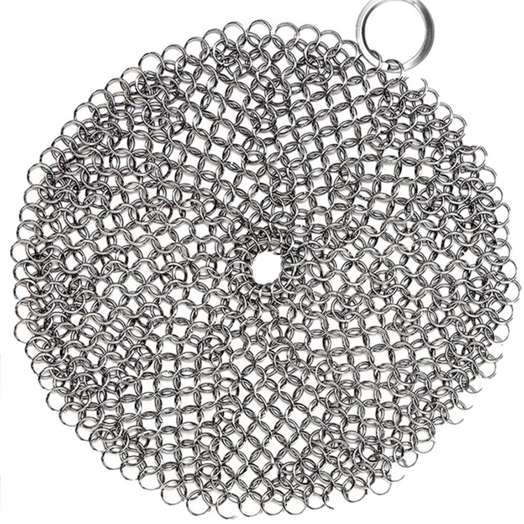 Wholesale customized 316 Stainless Steel Chainmail Scrubber Cast Iron Cleaner Ring screen mesh