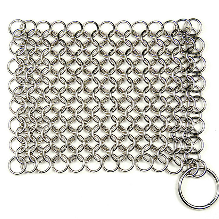 Wholesale customized 316 Stainless Steel Chainmail Scrubber Cast Iron Cleaner Ring screen mesh