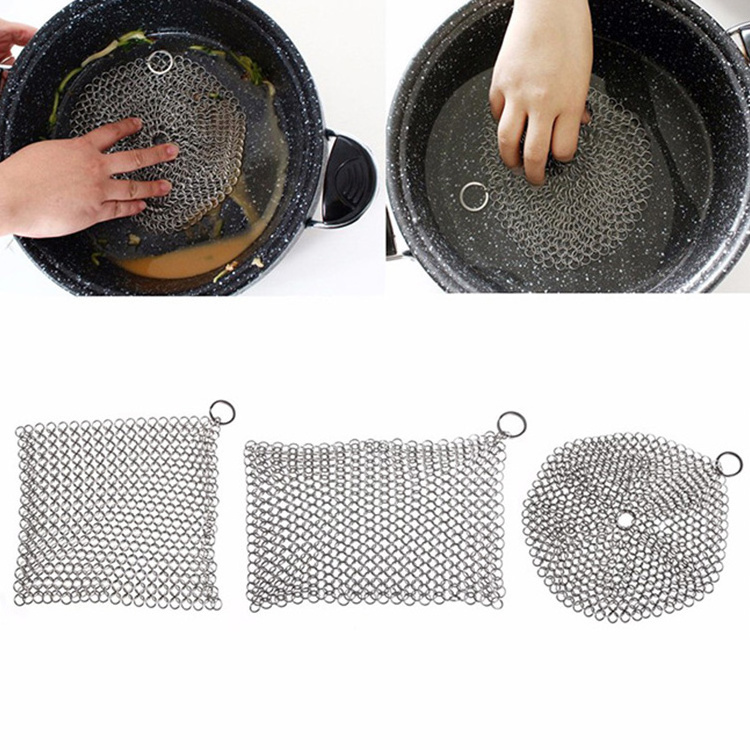 Factory supply Stainless Steel Chainmail Scrubber / Cast Iron Cleaner / Ring screen mesh