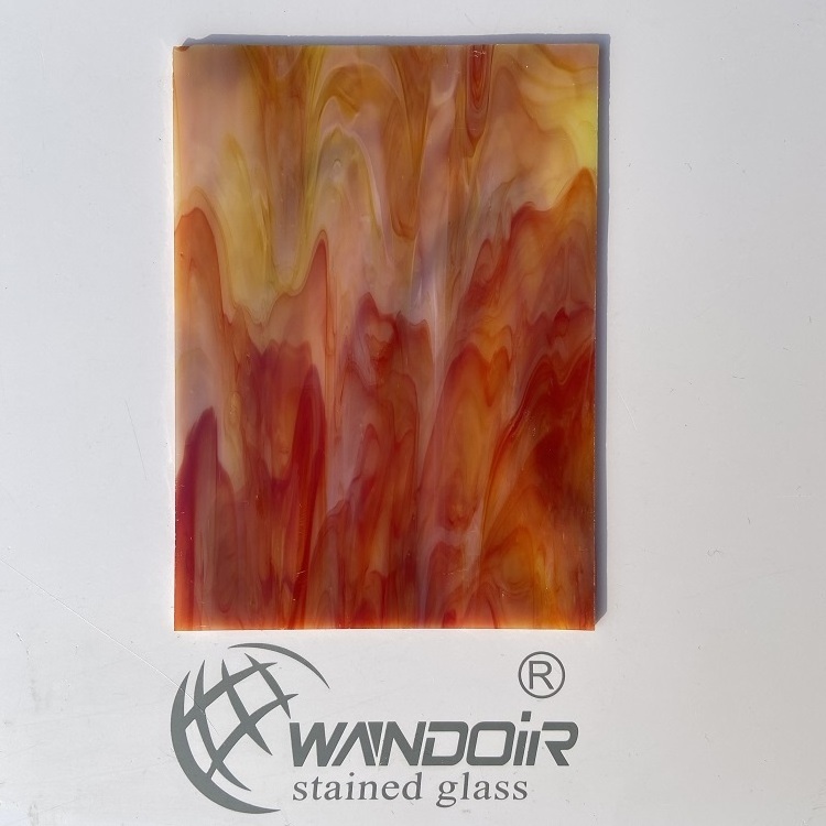 Wanda Glass Manufacturer Wall Arts 3mm Church Decorative Stained Glass Sheet Red Mixed Opaque Glass Sheet