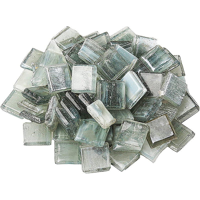 260 Pieces/200g Glass Square Mosaic Tiles for Crafts, Colorful Stained Glass Pieces for Mosaic Projects, 1x1 cm (Grey Green)