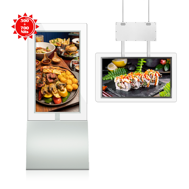 Semi outdoor Lcd Display Digital Signage With Double Sided Dual Hanging Screen Shop Video Player Window Advertising Display