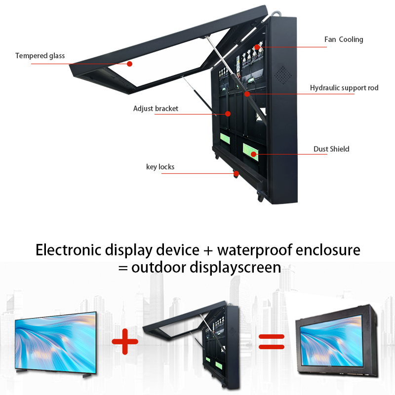 Stainless Steel Metal Outdoor Tv Enclosure Waterproof Electrical Enclosure Junction Box With Mounting Plate Wall Brackets