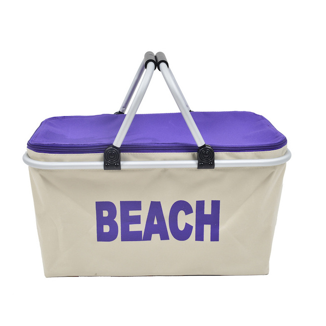 Handmade Natural Fabric Beach Picnic Basket Set For 2 person