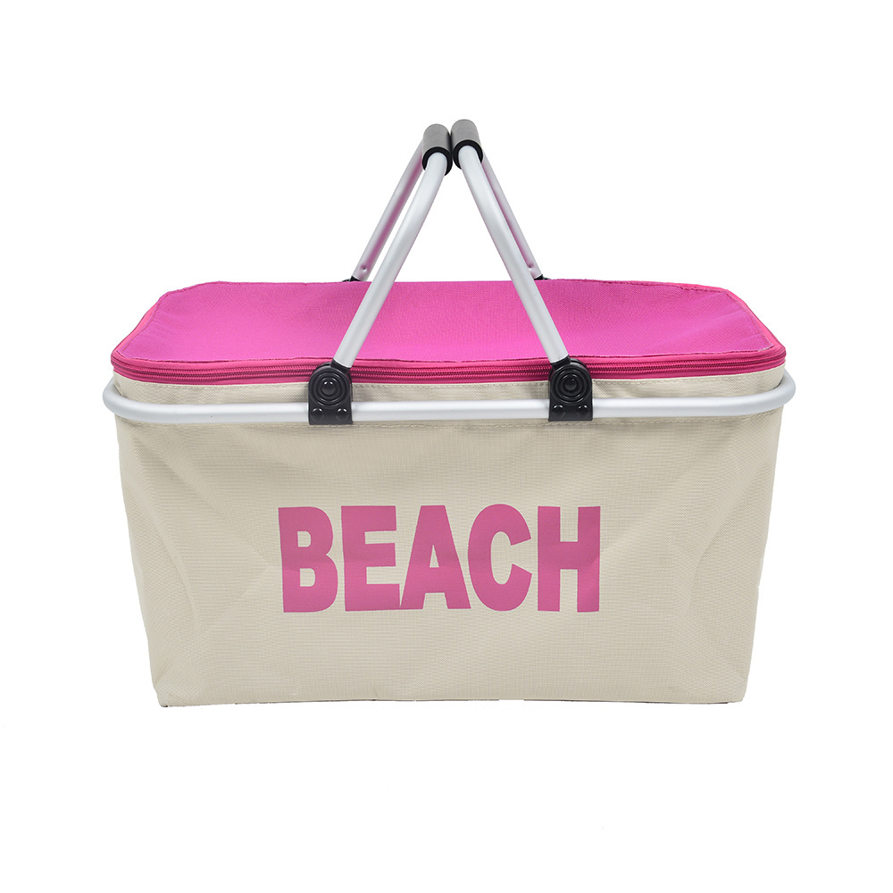 Handmade Natural Fabric Beach Picnic Basket Set For 2 person