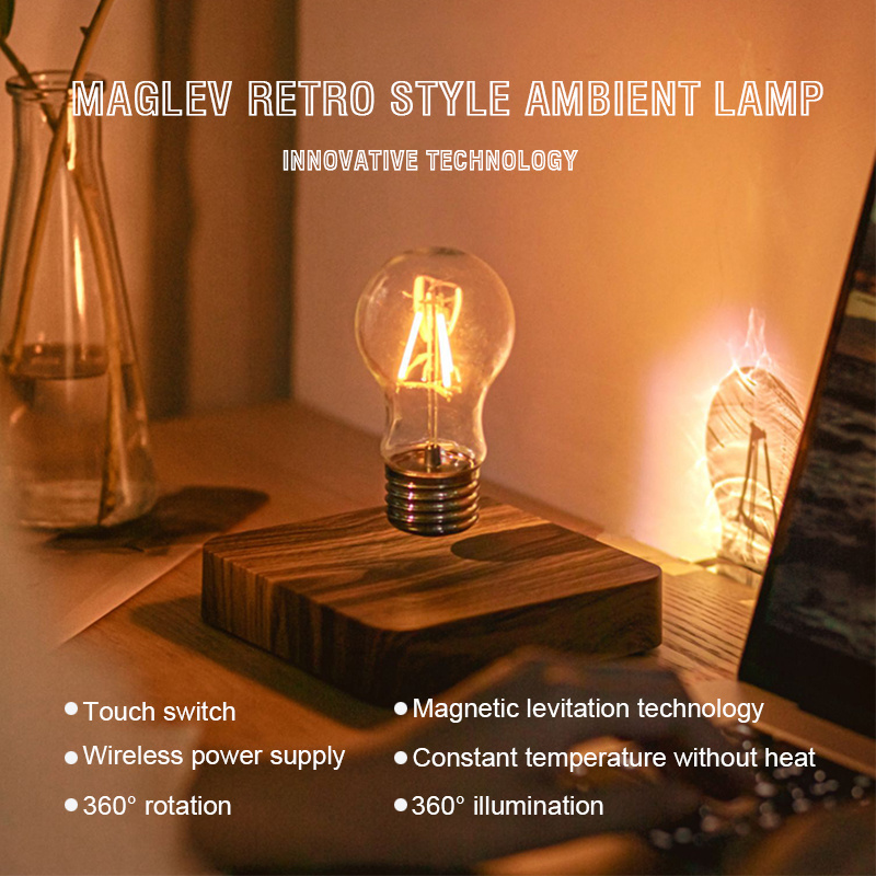 Creative levitation levitating bulb 360-degree rotation home bedside lighting decor wireless charging night table light lamp