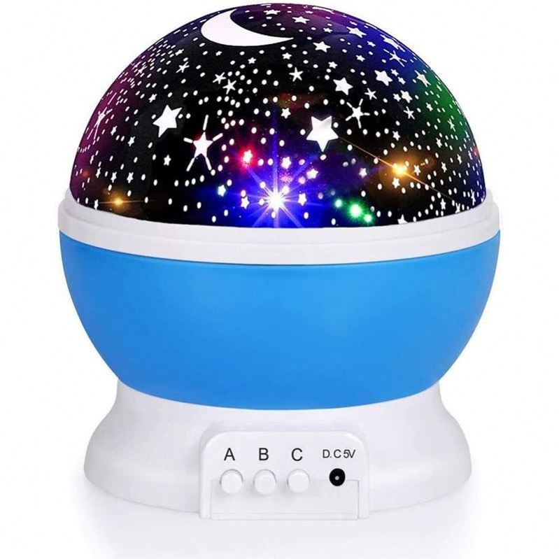 Children's Nightlight projector rotates 360 degrees - 4 LED bulbs with 12 light color changes with USB cable romantic nightlight