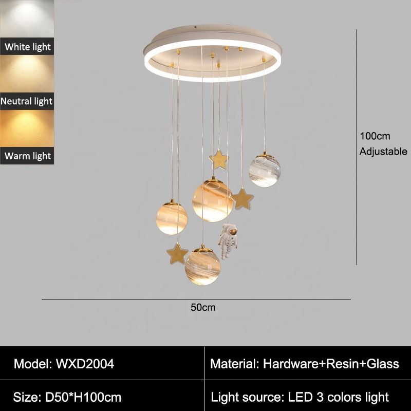 Modern Nordic Kids bedroom home Decorative Astronaut Planet Lighting Fixtures LED Ceiling Chandelier Pendant Lights