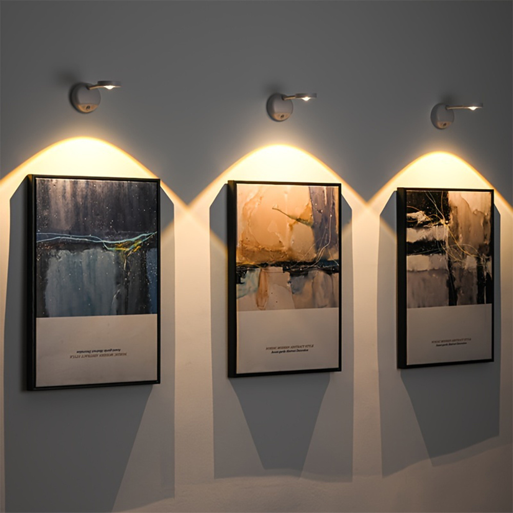 Intelligent LED Picture Wall Light Internal Wiring Free Spot Light with Body Sensing & Remote Control Charging Wall Lamps