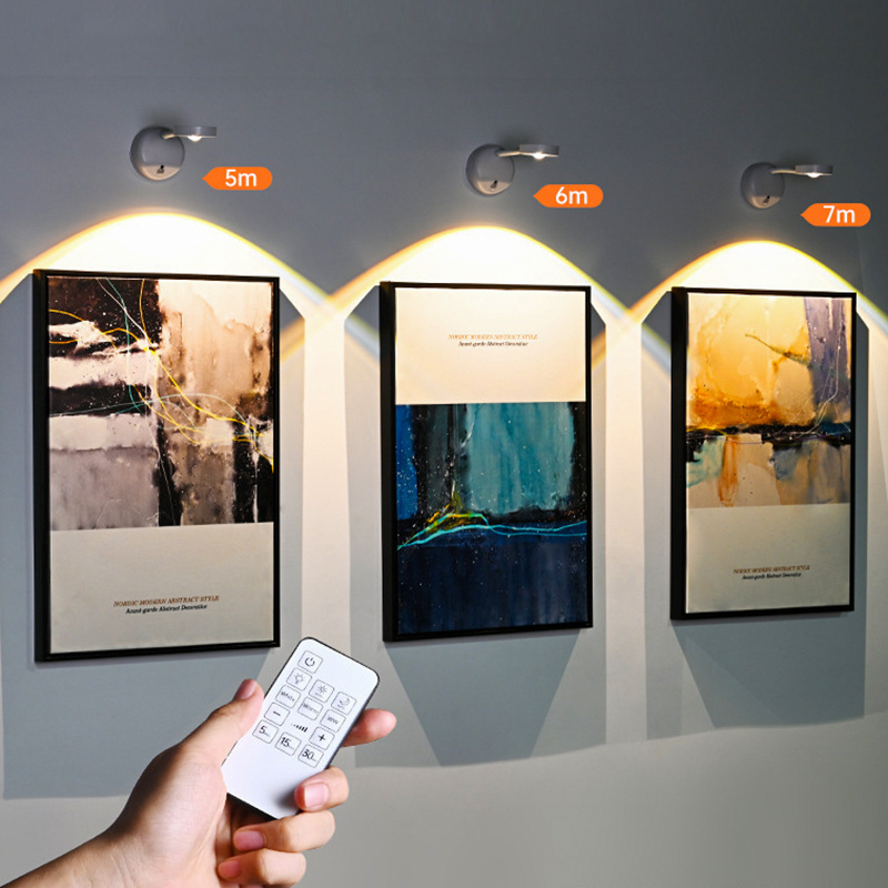 Intelligent LED Picture Wall Light Internal Wiring Free Spot Light with Body Sensing & Remote Control Charging Wall Lamps