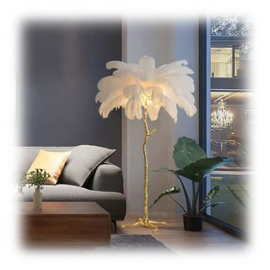 New Rgb Luxury Modern Nordic Standing Arc Trees home gold decoration lighting Corner LED Feather night table floor light lamp