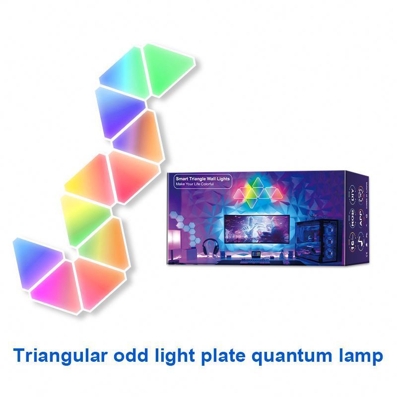 Modern RGBIC Gaming Ambient LED Lamp White Triangle Wall Light with Music Sync & Sound for Bedroom App Controlled Decor