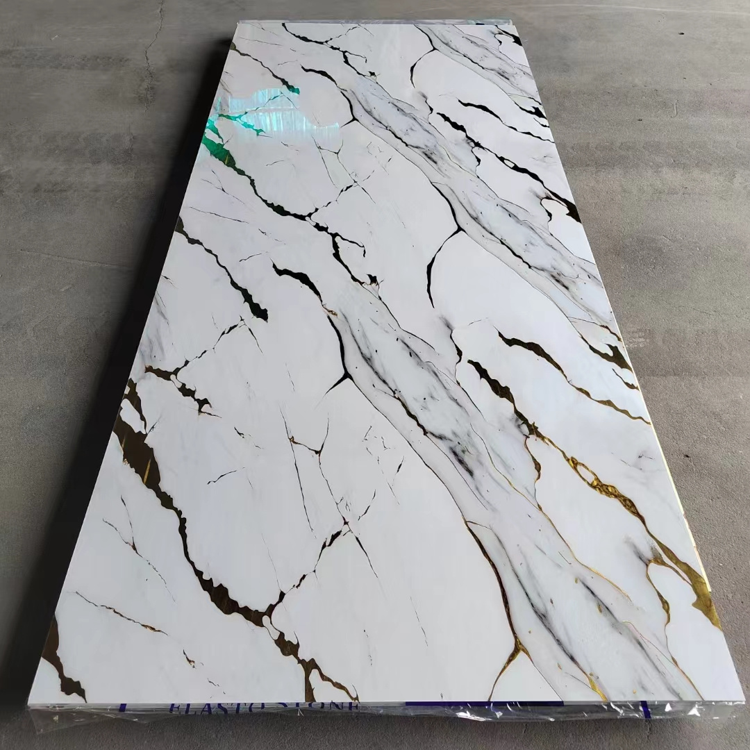 New arrival High quality coated kitchen cabinets bathroom high glossy spc wall panel for interior decoration pvc marble sheet