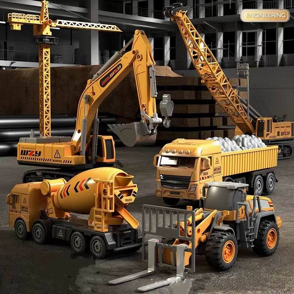 1/50 Simulation Alloy Model Engineering vehicle Die Casting Toy Car Tanker Crane Road Roller Bulldozer Excavator For Children