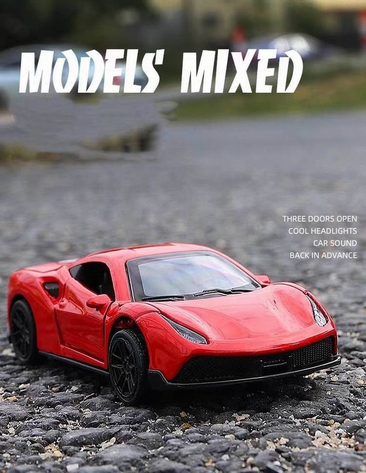 Wholesale Kids Simulation 1/43 Toys Alloy Sports Car Pull Back Diecast Toy Vehicles Metal Craft Mini Model Car for Chidren