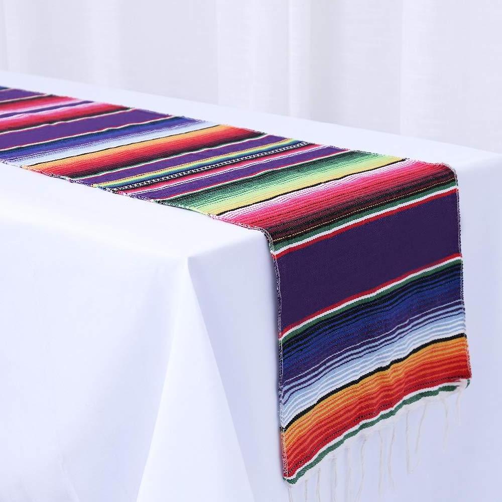 wholesale High Quality Mexican Table Runner Tablecloth Modern Cotton Stripe Rainbow Table Runner for Wedding Decoration