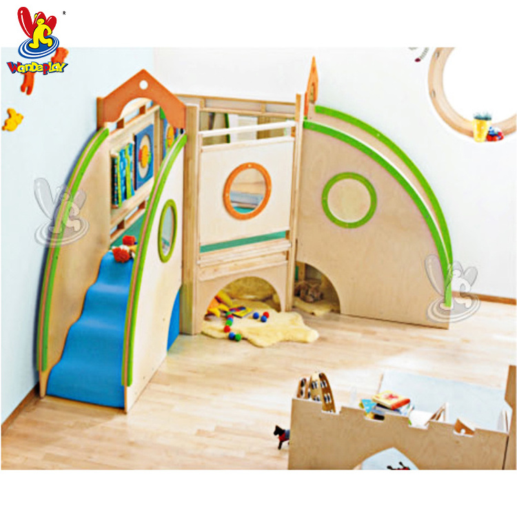 Indoor Wooden Playground Playhouse Slides for Children