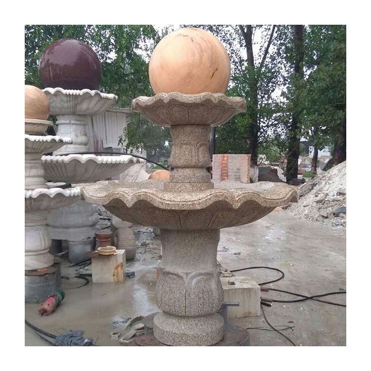 JK Outdoor Hand Carved Stone Granite Floating Sphere Marble Ball Water Fountain