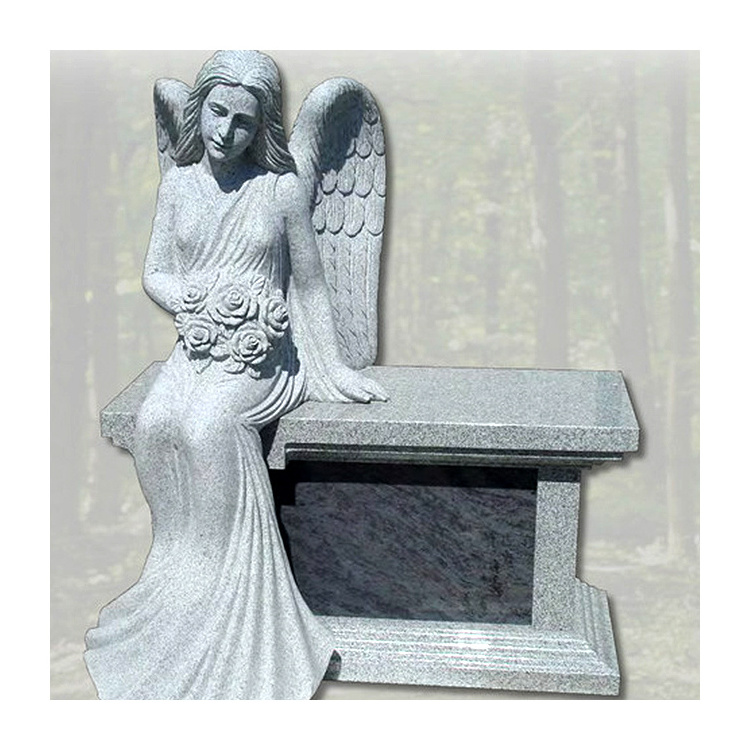 Cheap Upright Modern Large White Marble Headstone Tombstone With Angel Designs