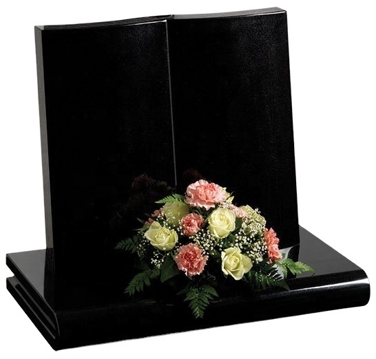 JK Book Memorial Headstones Customized Size Granite Tombstone Polished Surface Headstones Monument Stone