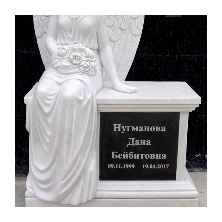 Luxury Granite Marble Tombstone Decorations Sitting Little Angel Headstones For Babies With Good Price