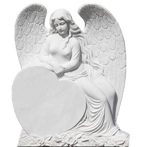 JK High Quality Black Granite and White Marble Angel Monument Tombstone Headstone