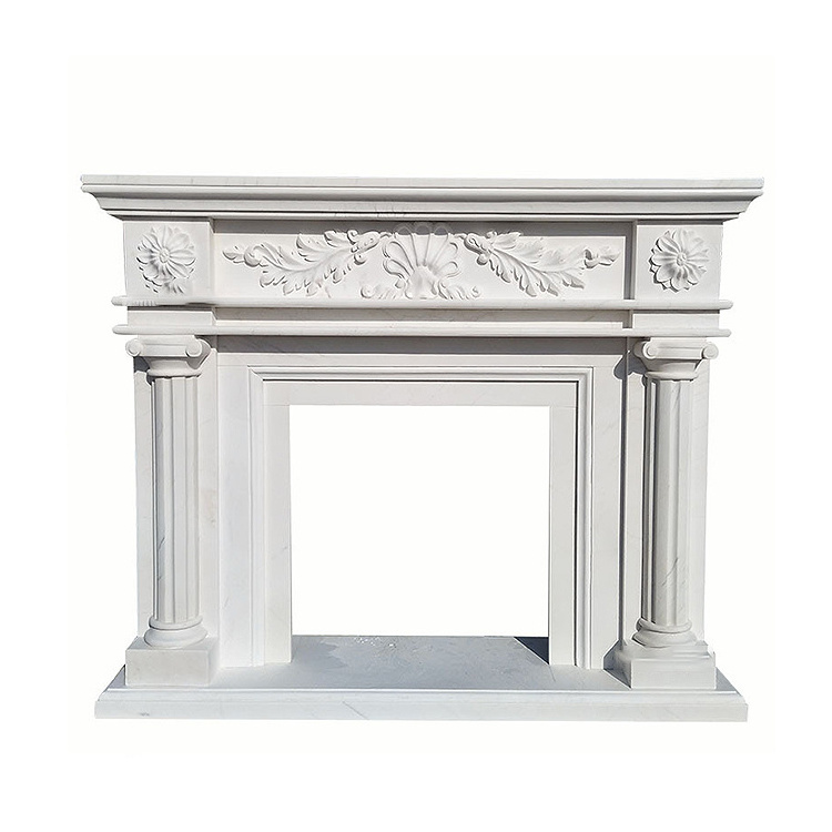 JK Classic Carved Home Decorative Classic Design Indoor Marble Fireplace Frame Mantel Statue