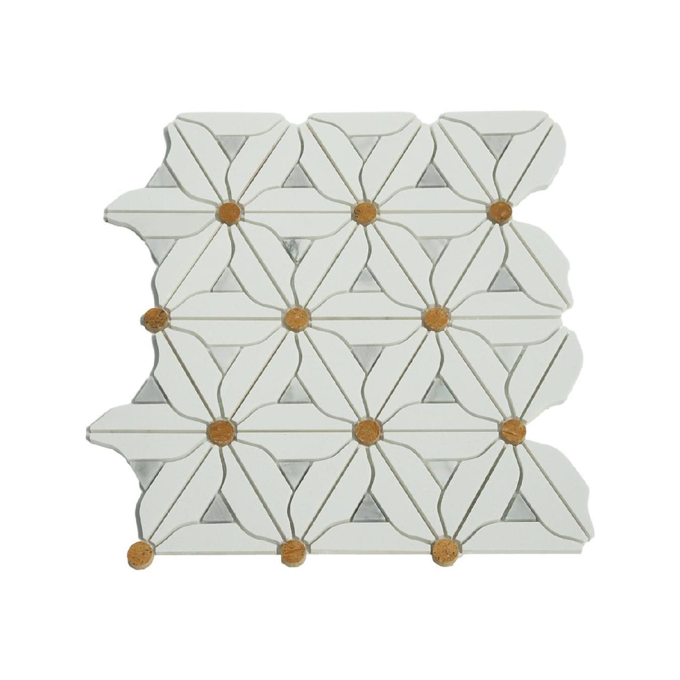 JK wall tile design wall decoration Irregular natural white gray marble outdoor stone mosaic tile