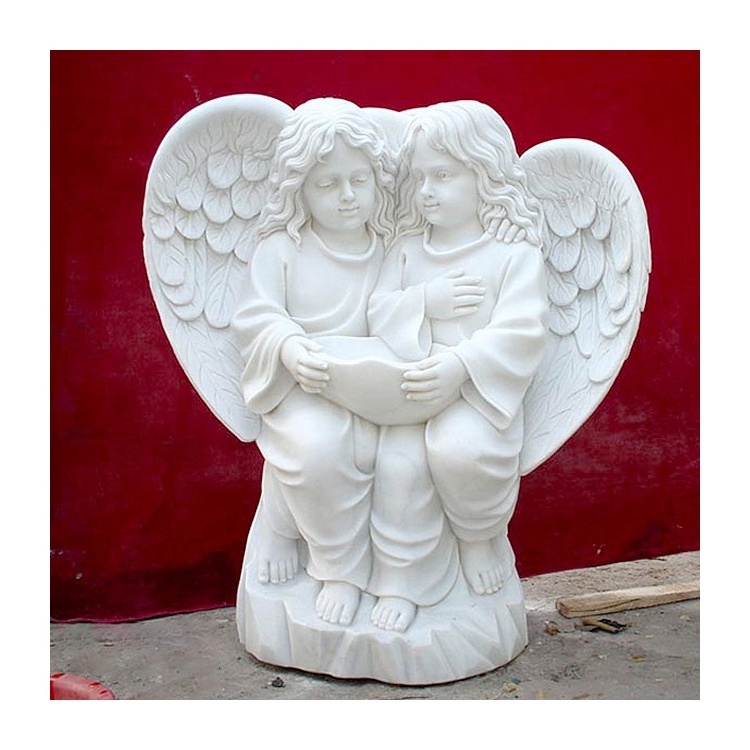 JK Custom Church Life Size Marble Kneeling Angel Statue Holy Baptist Poo