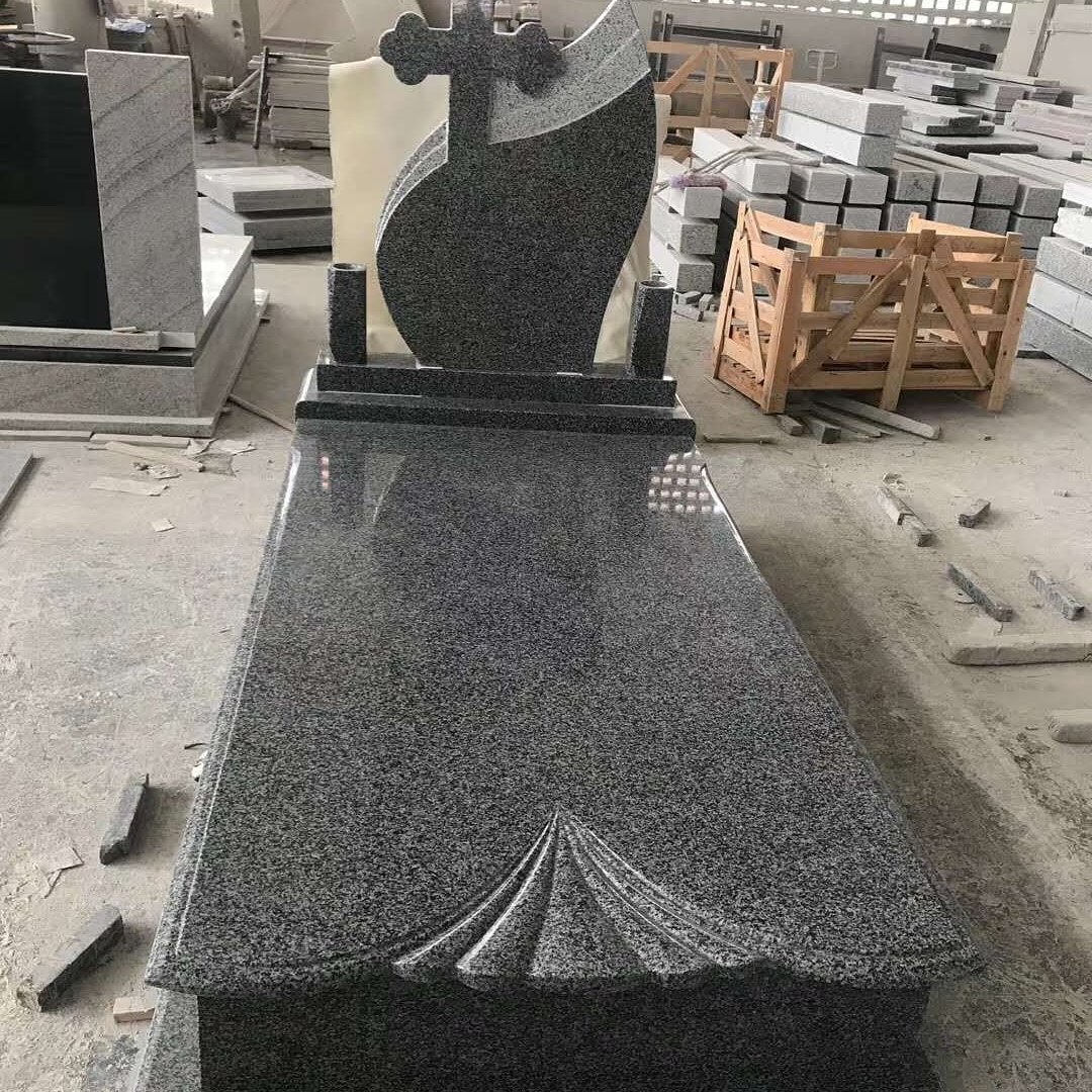 JK custom engraved black granire headstones cemetery statues Granite Monument Cross Marble Headstone