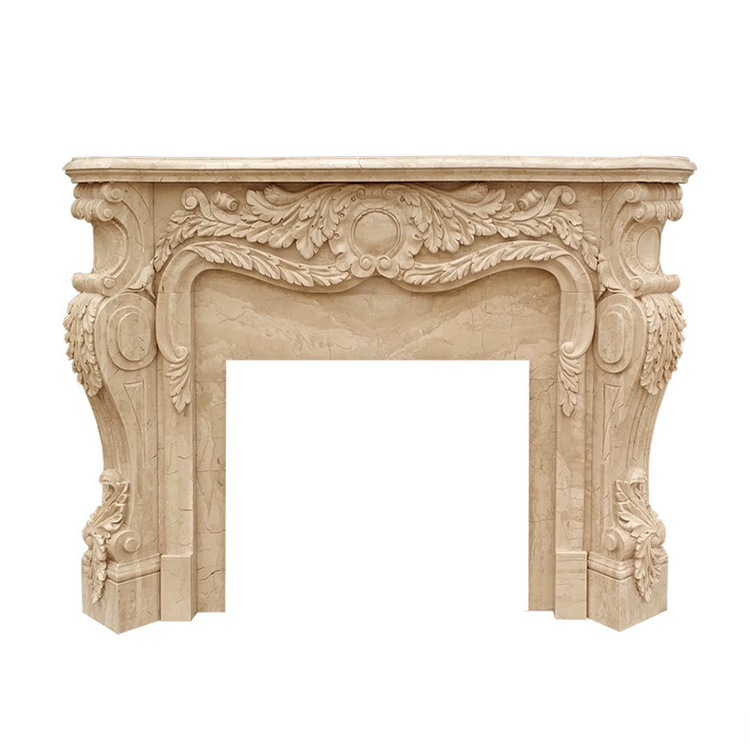 JK Classic Carved Home Decorative Classic Design Indoor Marble Fireplace Frame Mantel Statue