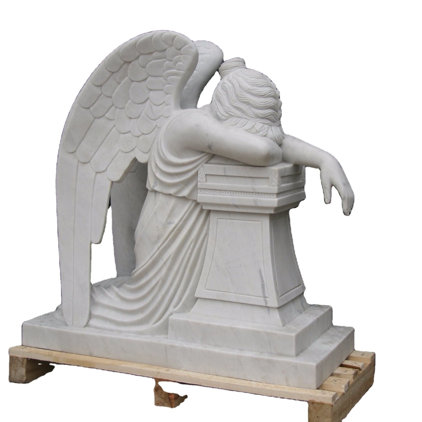 JK High Quality Black Granite and White Marble Angel Monument Tombstone Headstone