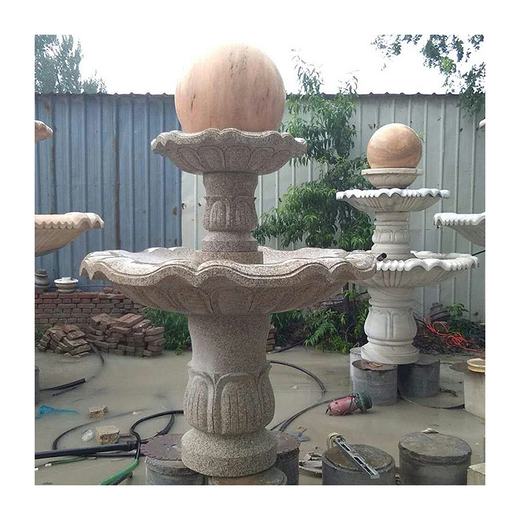 JK Outdoor Hand Carved Stone Granite Floating Sphere Marble Ball Water Fountain