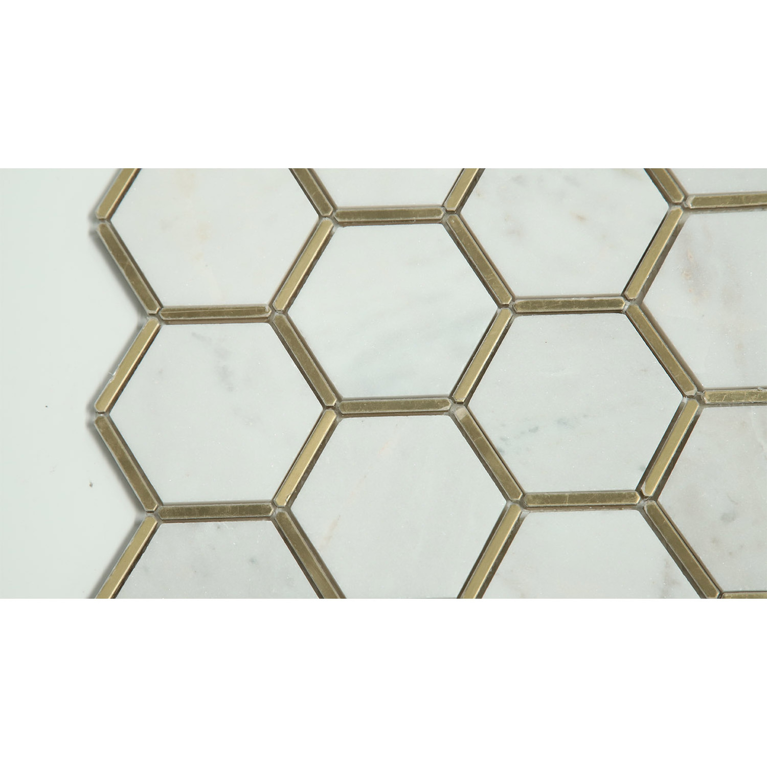 JK Hexagon Faux Marble Peel and Stick Backsplash Aluminum Tile Composite Panel