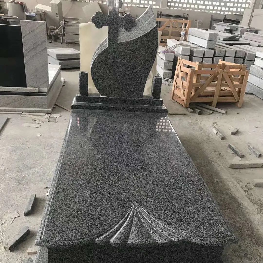 JK custom engraved black granire headstones cemetery statues Granite Monument Cross Marble Headstone