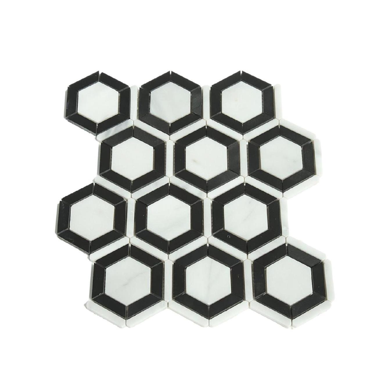 JK Hexagon aluminum mosaic marble white and triangle gold peel n stick aluminium mosaic tiles