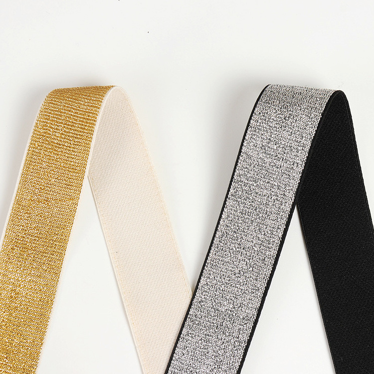 Glitter Metallic Elastic Bands Spandex Glitter Web Band Jacquard Sustainable Shoes DIY Crafts Gold Metallic Yarn 3000mts Sewing