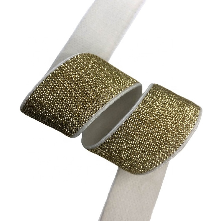 Glitter Metallic Elastic Bands Spandex Glitter Web Band Jacquard Sustainable Shoes DIY Crafts Gold Metallic Yarn 3000mts Sewing