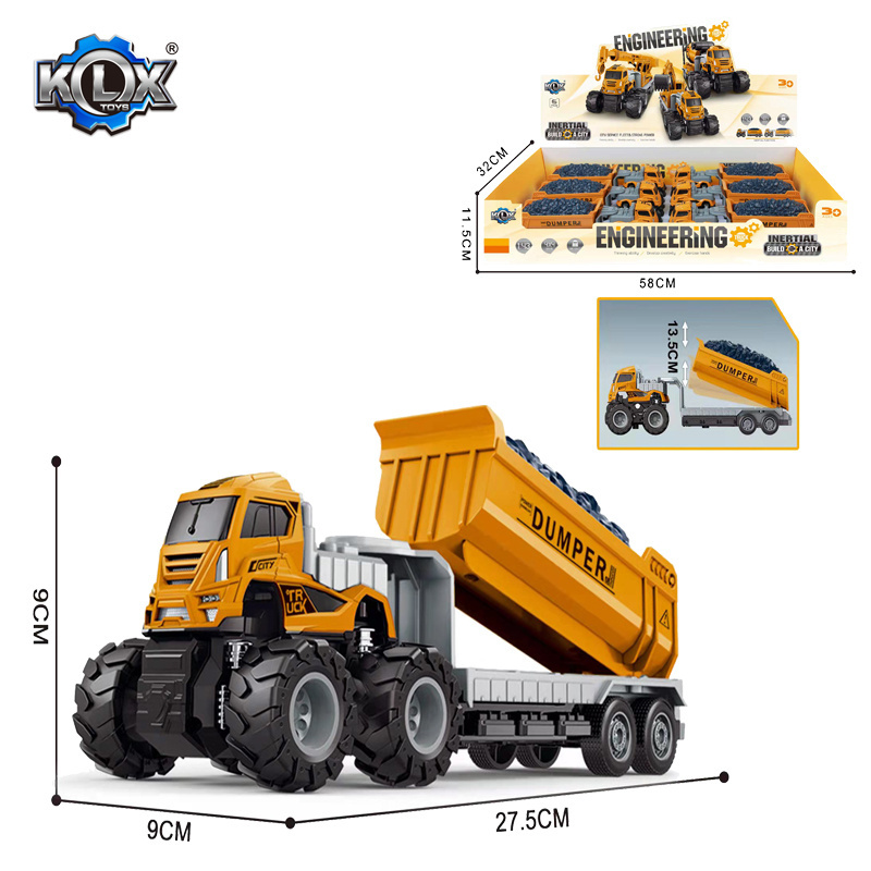 KLX Wholesale Toy 1:43 Scale Diecast Toys Set 4wd Alloy Model Engineering Trailer Boxed Diecast Toys Truck For Kid