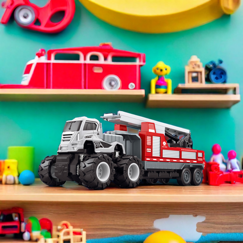 KLX 1:43 Boy Toys Alloy Car Truck Inertial Friction Toy Fire Engine Diecast Toys Truck For Kids Children