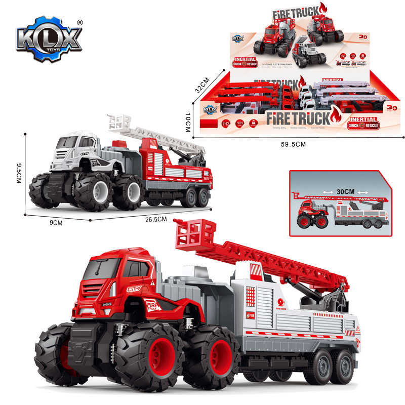 KLX 1:43 Boy Toys Alloy Car Truck Inertial Friction Toy Fire Engine Diecast Toys Truck For Kids Children