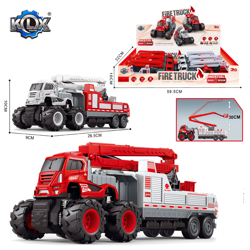 KLX 1:43 Boy Toys Alloy Car Truck Inertial Friction Toy Fire Engine Diecast Toys Truck For Kids Children