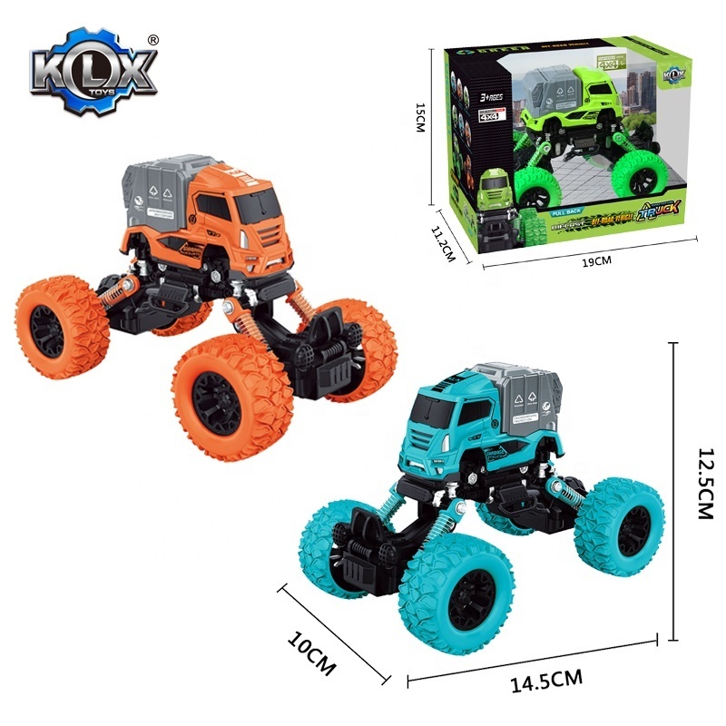 KLX New Children Mini Toy Vehicle 4WD Die-Cast Power Pull Back Sanitation Truck Friction Car Sanitation Toy