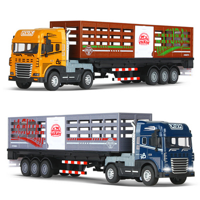 KLX Factory Hot Sale Alloy Car Die Cast Friction Trailer Container Truck Toy Diecast Truck Toys For Kids