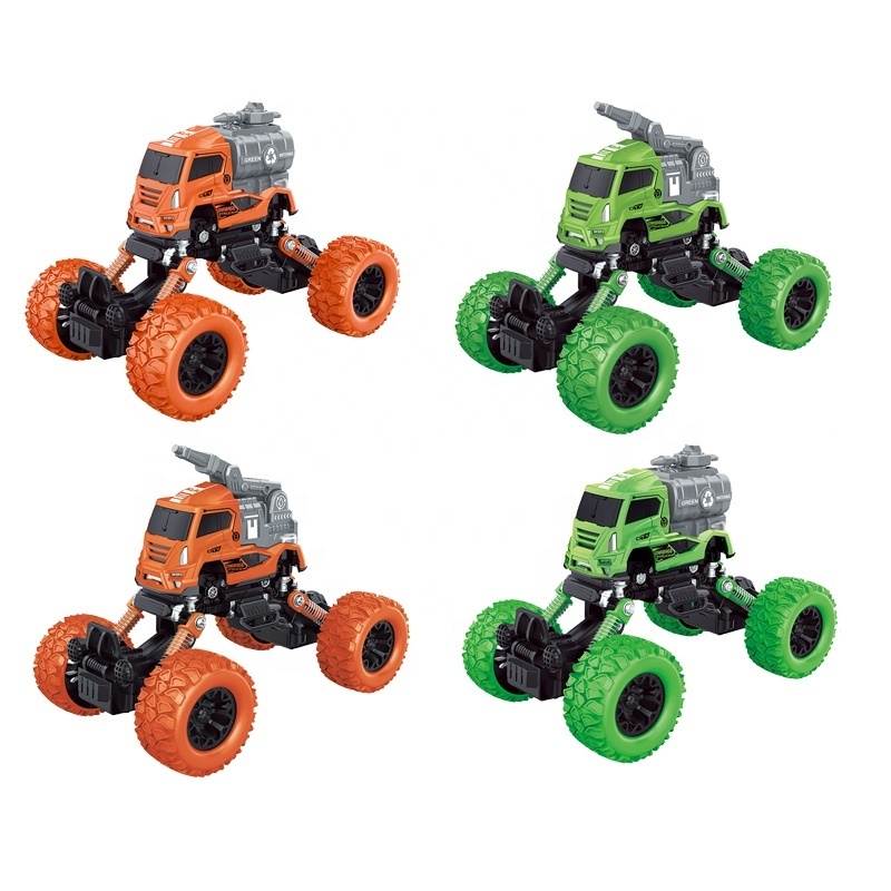 KLX New Children Mini Toy Vehicle 4WD Die-Cast Power Pull Back Sanitation Truck Friction Car Sanitation Toy