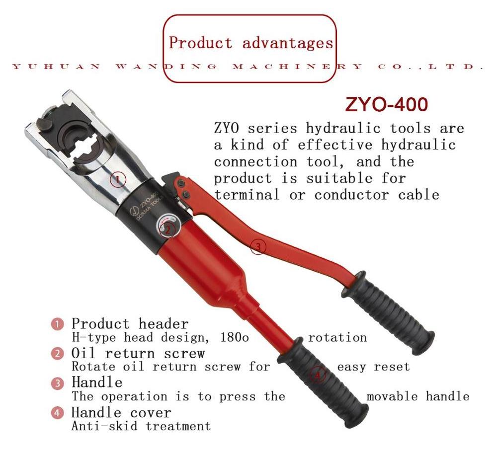 ZYO-400 12 Ton Hydraulic Wire Crimper Crimping Tool 9 Dies Battery Cable Lug Terminal