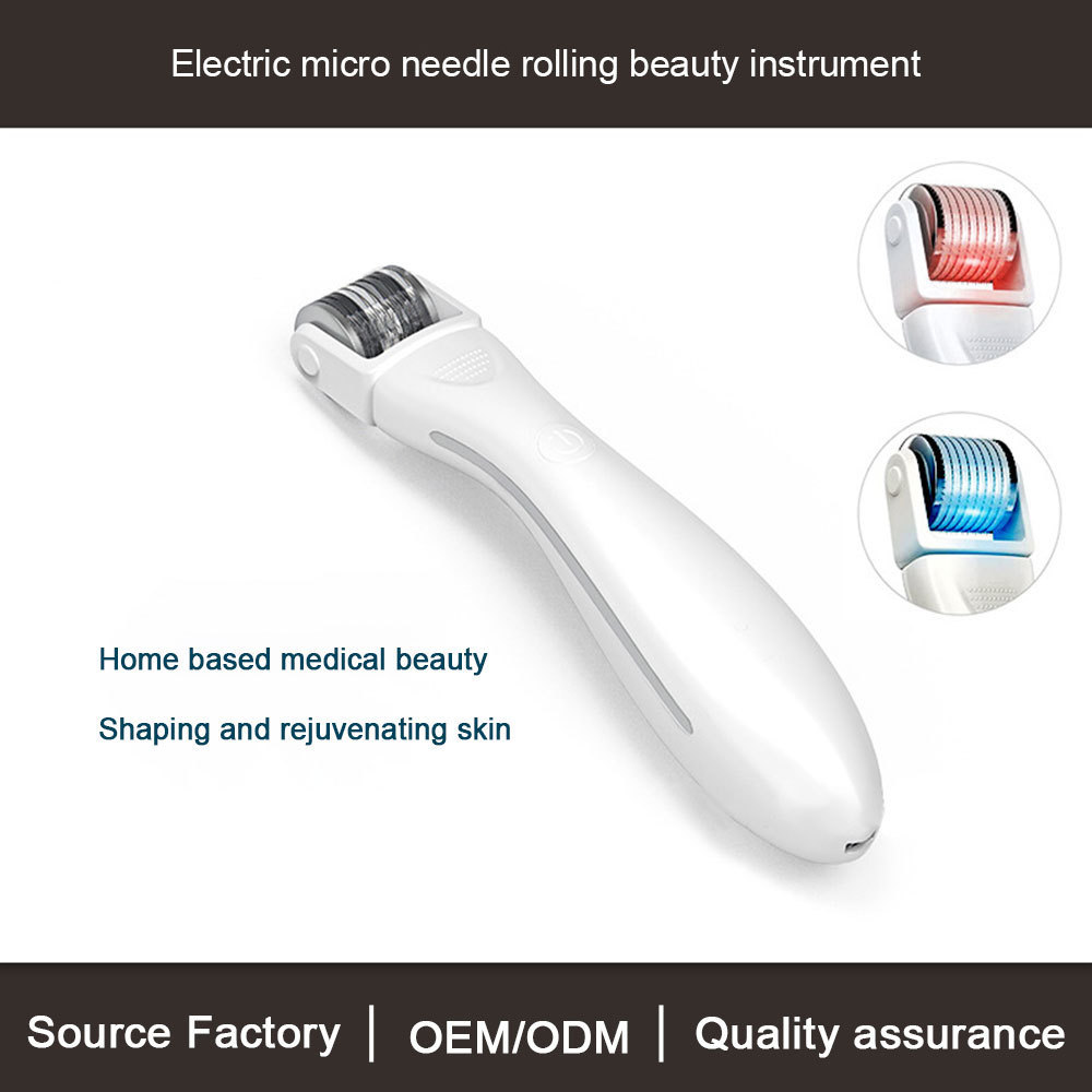 New Skin Needling Tanium 1200 Needles With Three Replaceable Heads Electric LED Therapy Light Microneedling Derma Roller