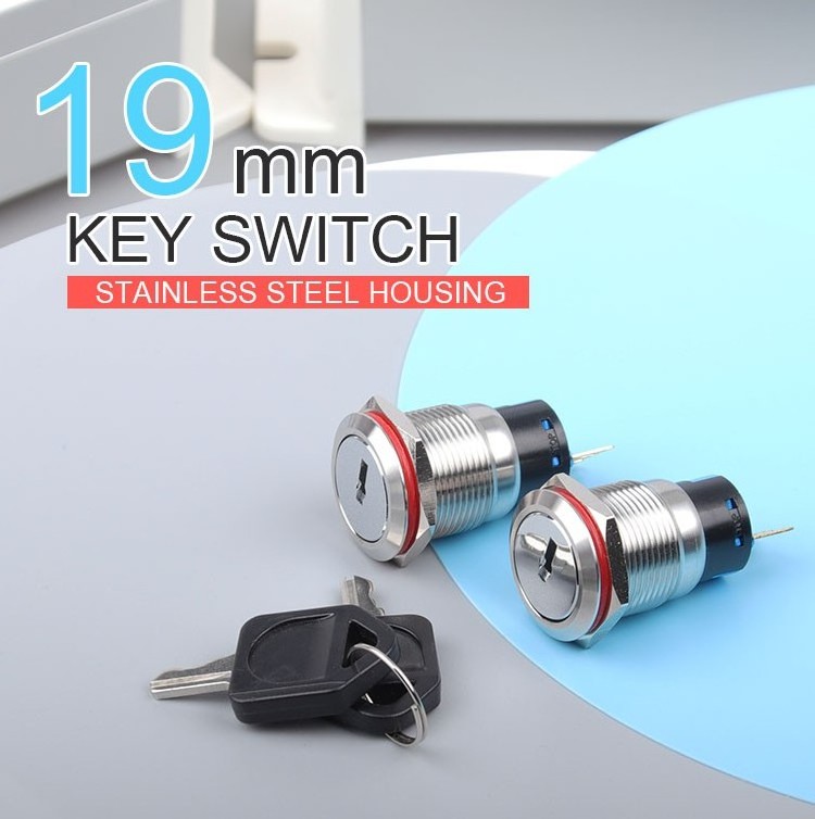 19mm key switch 3pin 1NO1NC 3 position 12-24V Mechanical button remote control switch